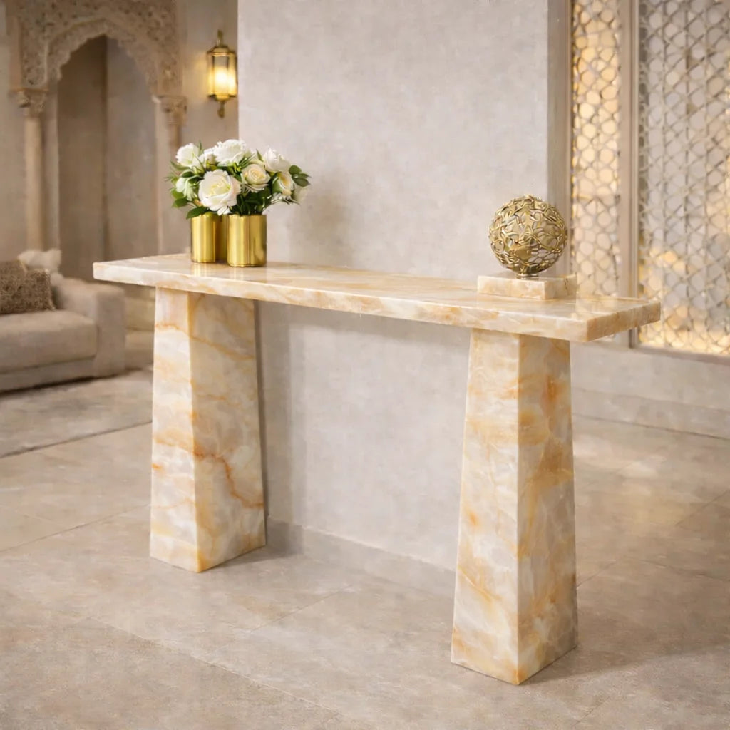 Obsidian Luxe Marble Console Table
