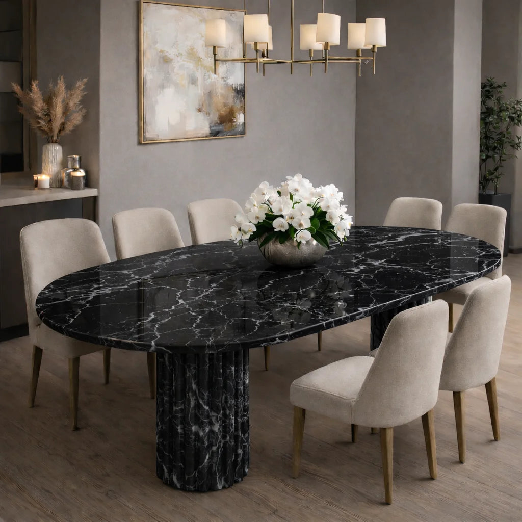 Modern Oval Stone Dining Table
