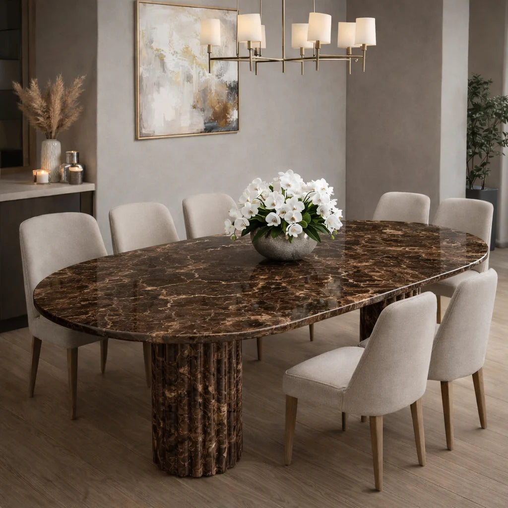 Modern Oval Stone Dining Table