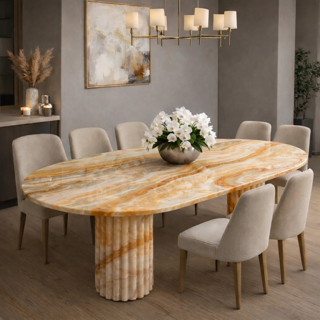 Modern Oval Stone Dining Table