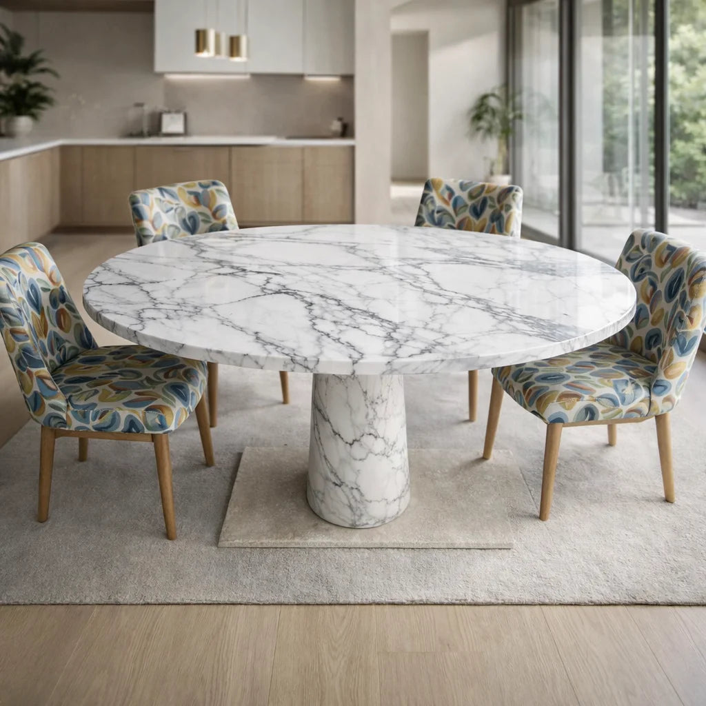Monarch Pedestal Marble Dining Table