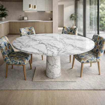 Monarch Pedestal Marble Dining Table