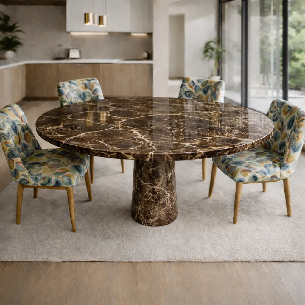 Monarch Pedestal Marble Dining Table