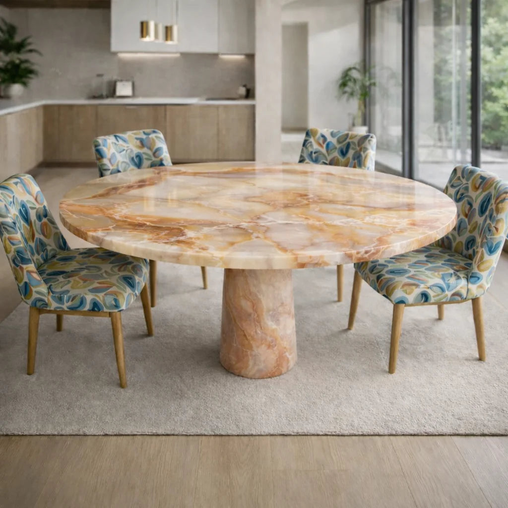 Monarch Pedestal Marble Dining Table