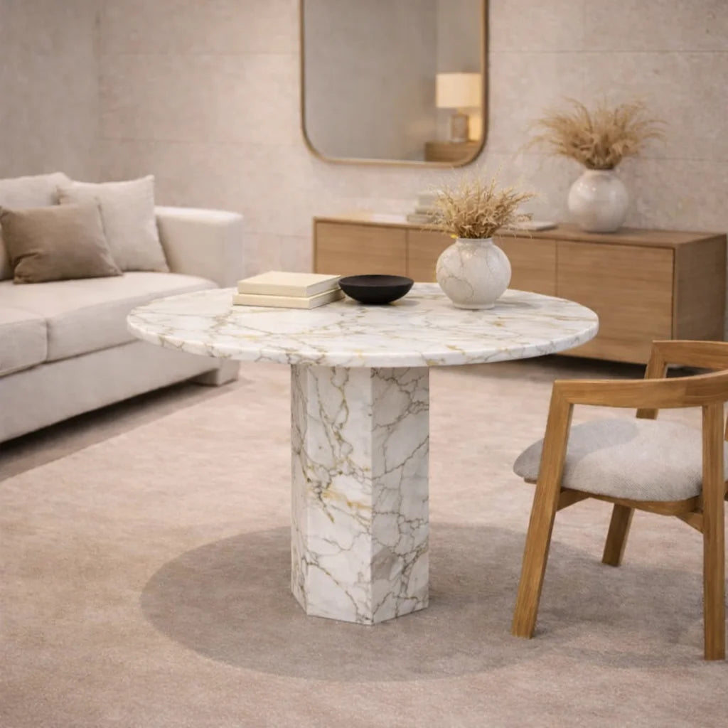 Calista Marble Pedestal coffee Table