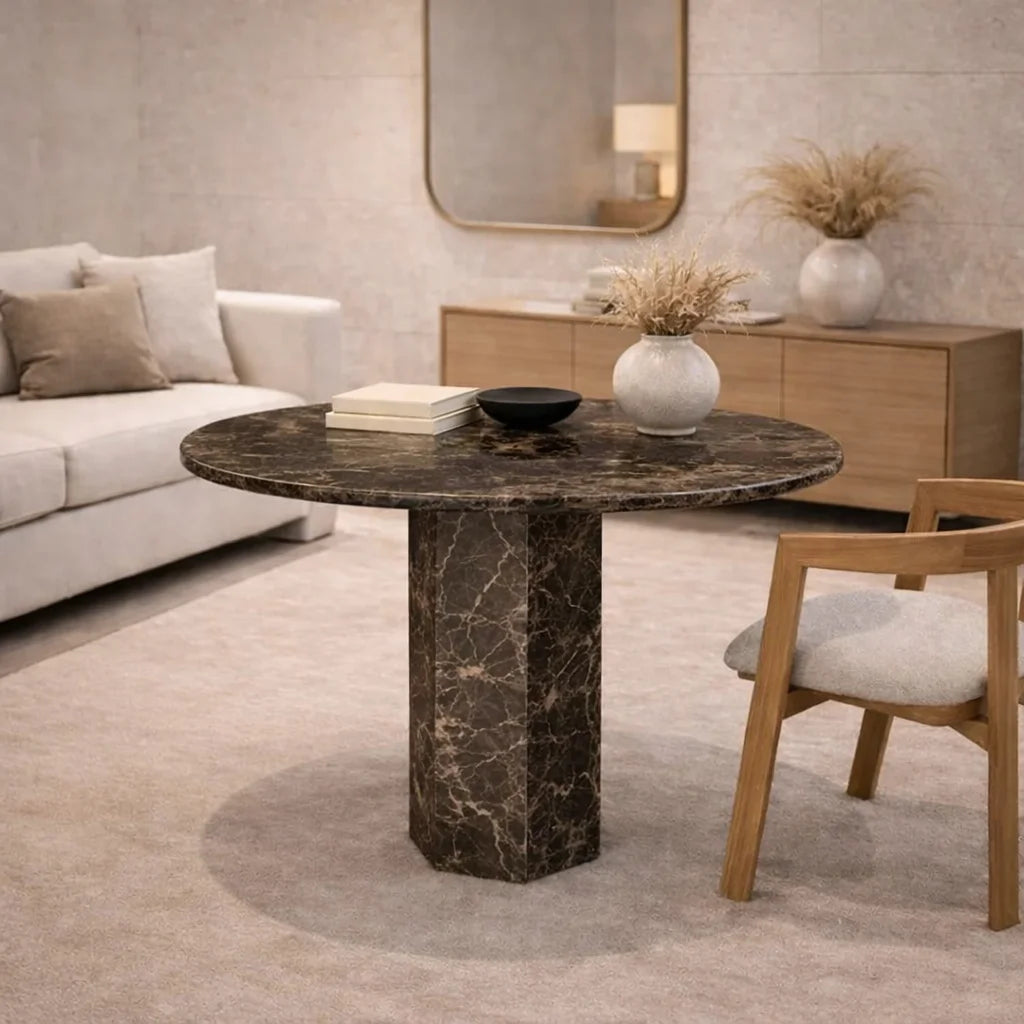 Calista Marble Pedestal coffee Table