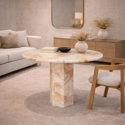 Calista Marble Pedestal coffee Table