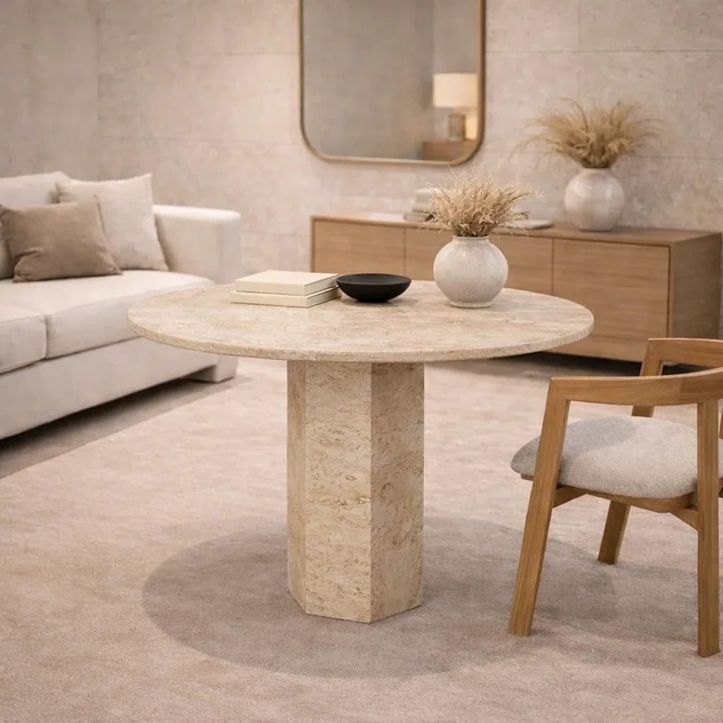 Calista Marble Pedestal coffee Table