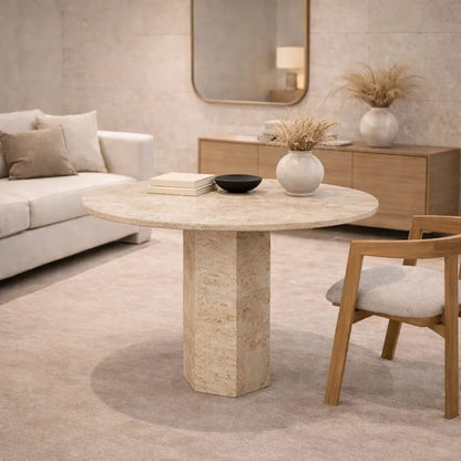 Calista Marble Pedestal coffee Table