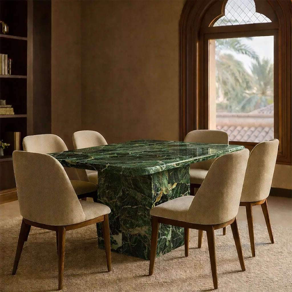 Natural Effect Green Marble Dining Table