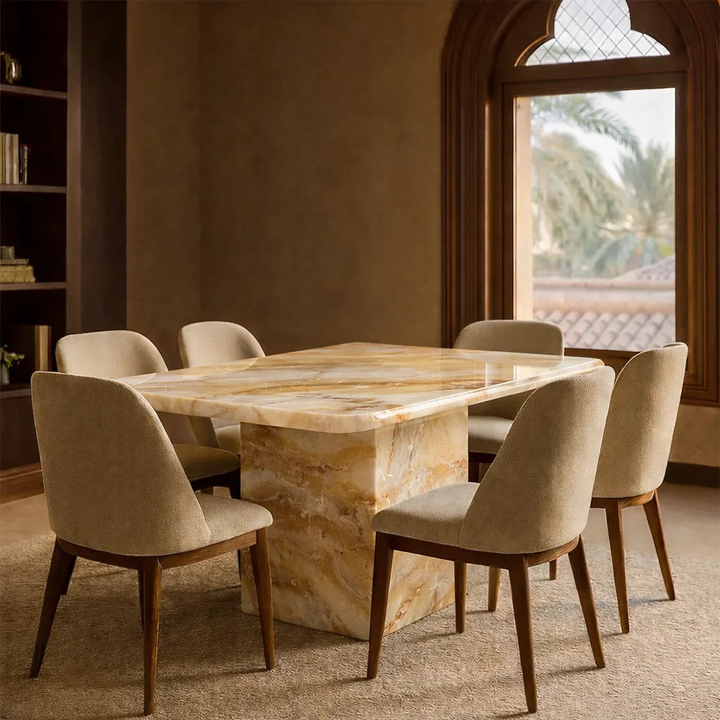 Natural Effect Green Marble Dining Table