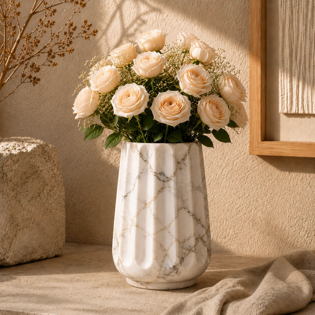 Nordic Fluted Concrete Decorative Vase