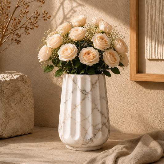 Nordic Fluted Concrete Decorative Vase