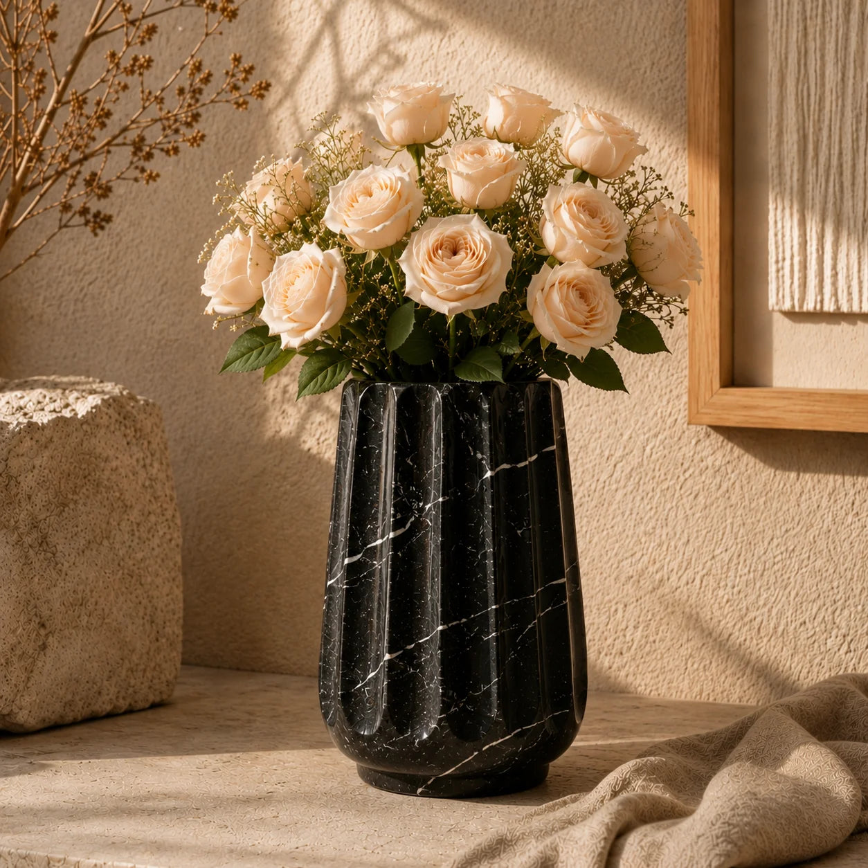 Nordic Fluted Concrete Decorative Vase