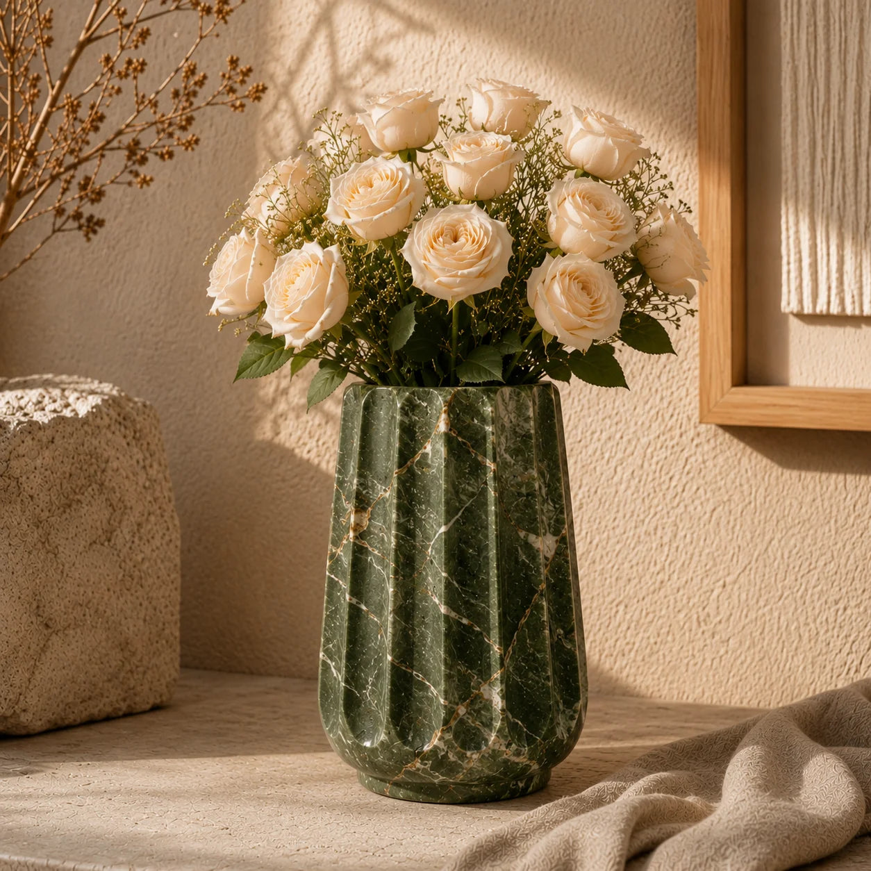 Nordic Fluted Concrete Decorative Vase