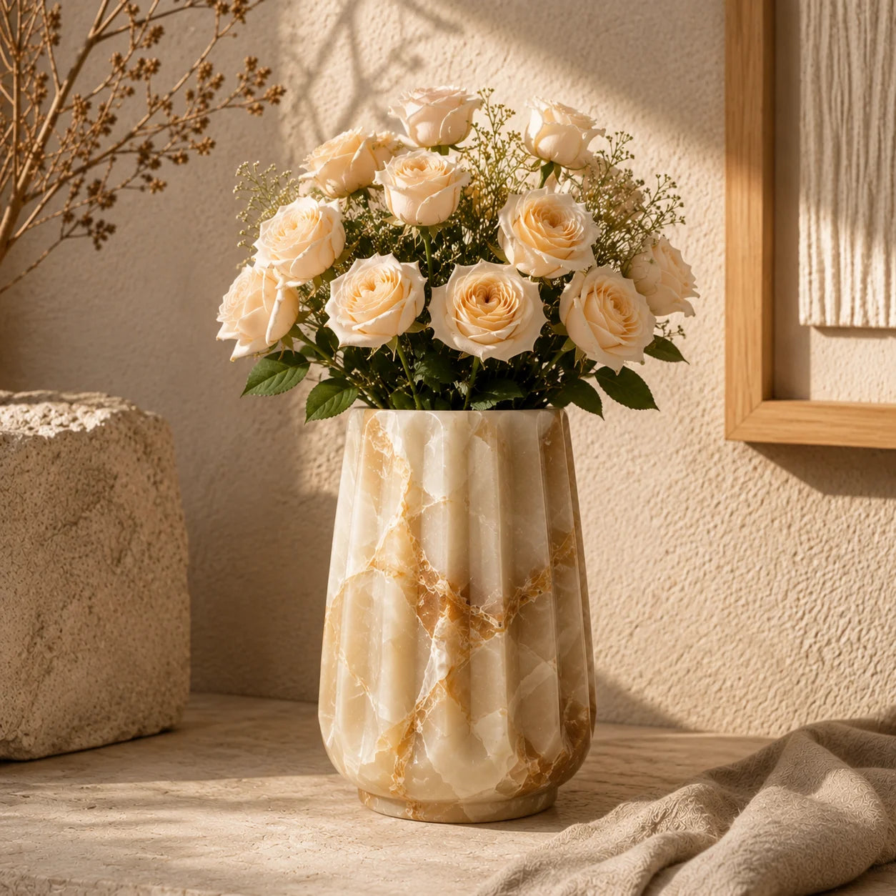 Nordic Fluted Concrete Decorative Vase