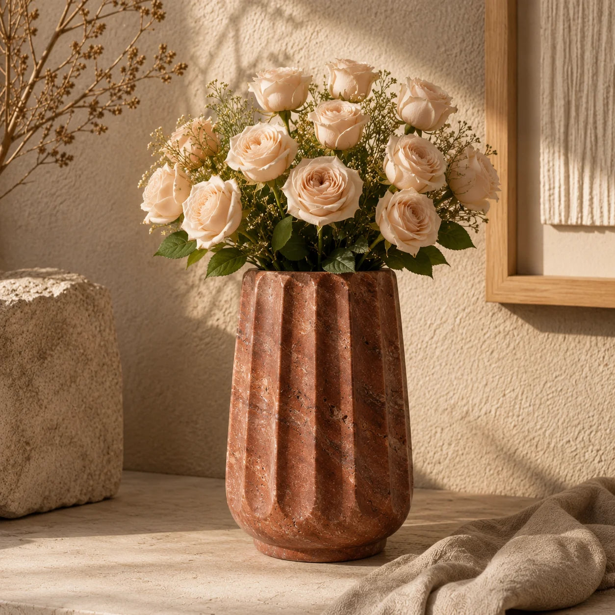Nordic Fluted Concrete Decorative Vase