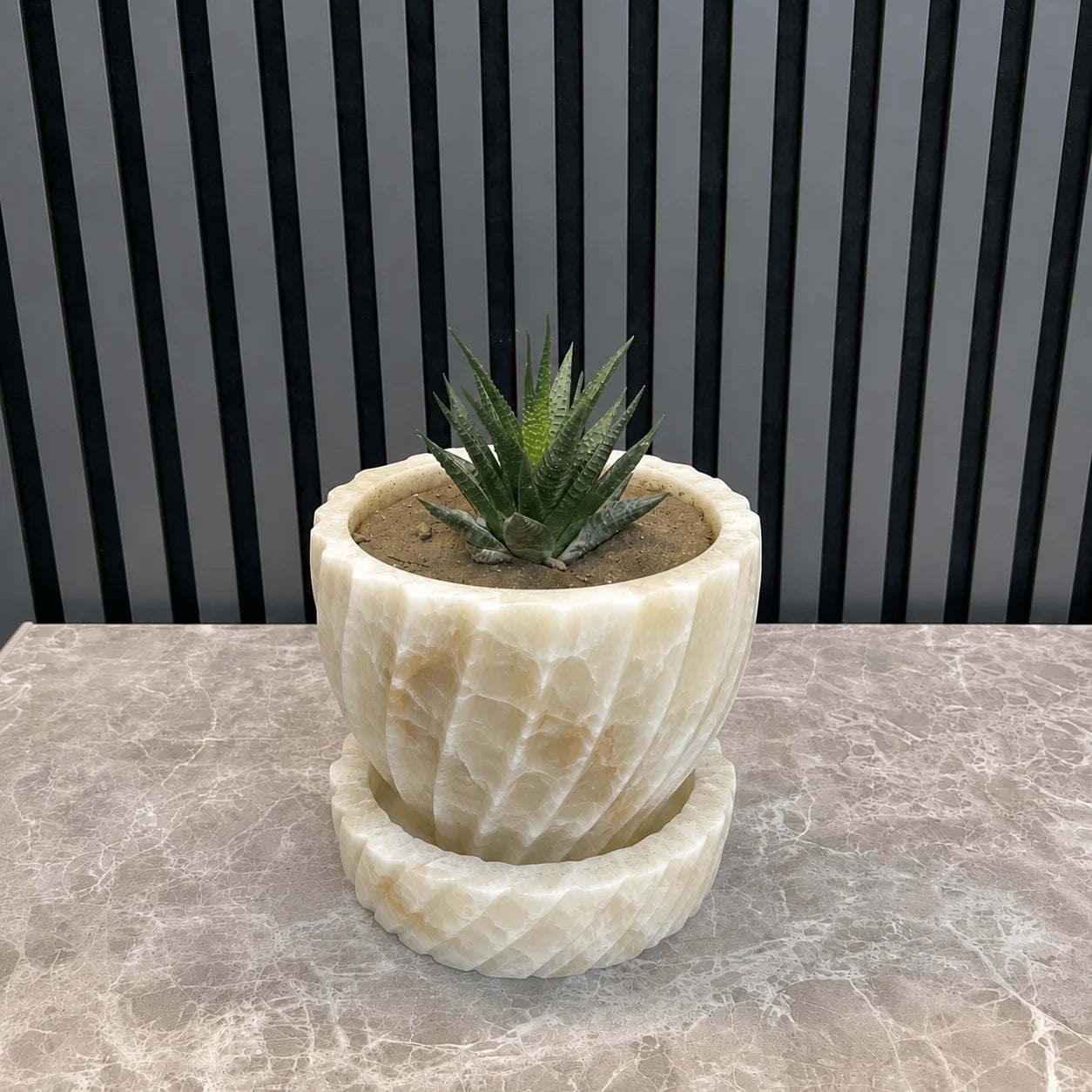 Nova Fluted Marble Planter