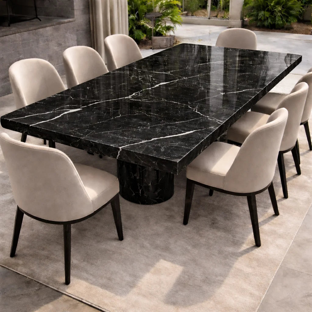 Obsidian Luxe Marble Dining Table
