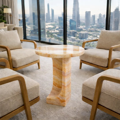 Modern Round Marble Pedestal Coffee Table