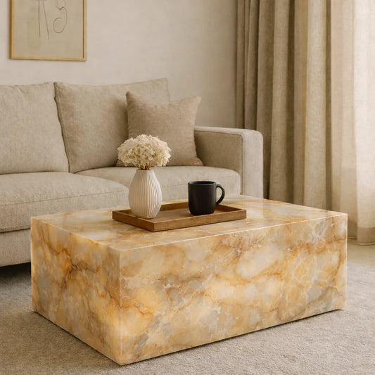 Golden Rectangular Coffee Table