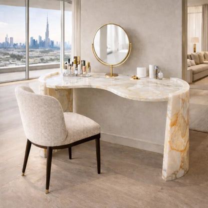 Aurelia Curve Marble Console Table