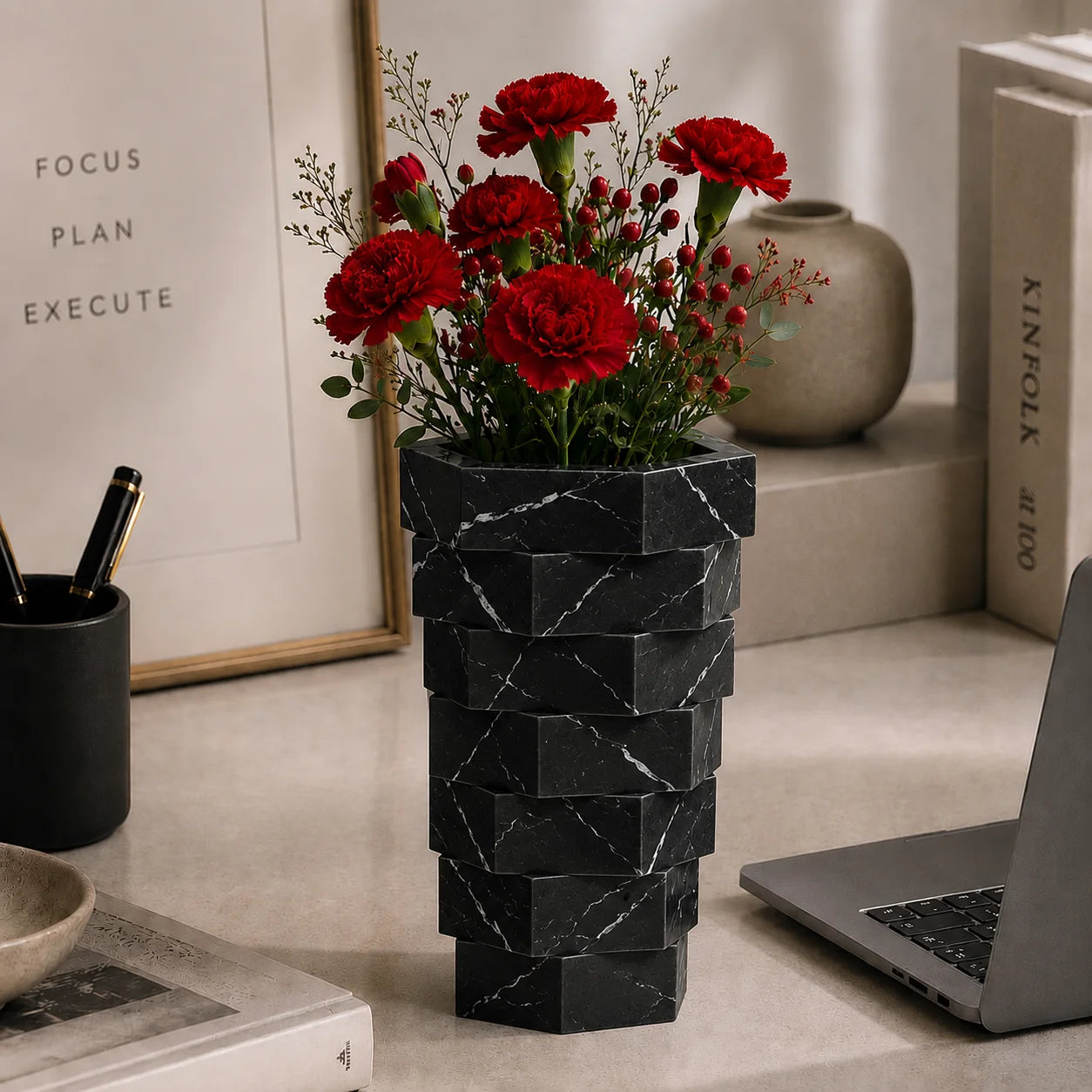 Oslo Stacked Marble Vase