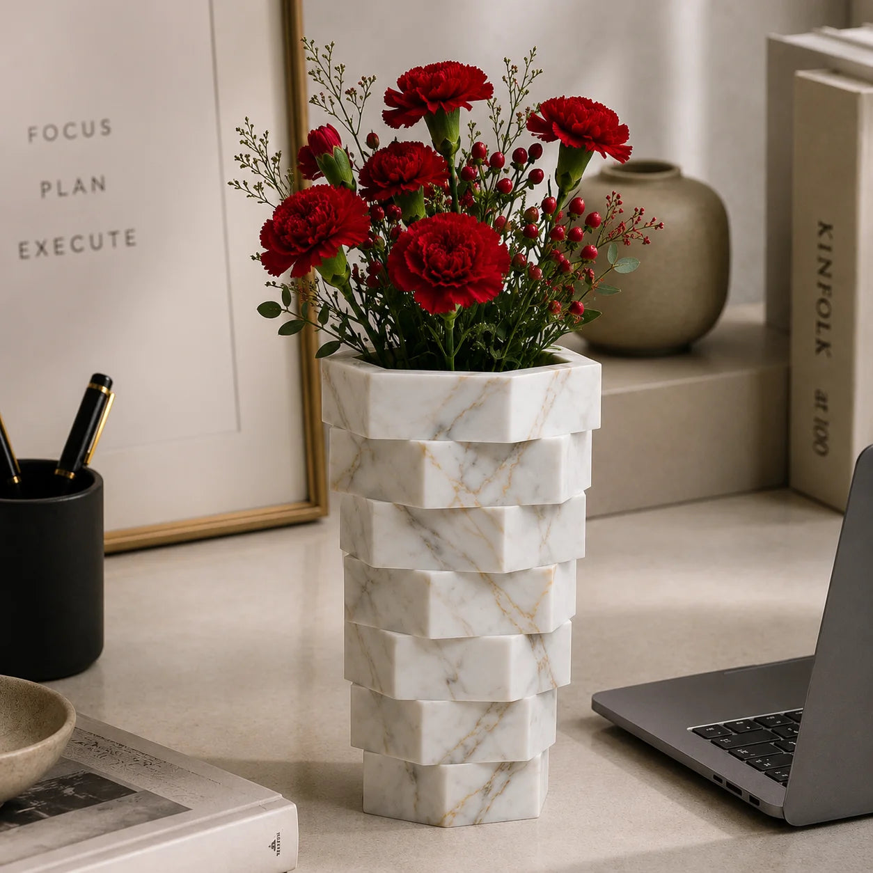Oslo Stacked Marble Vase