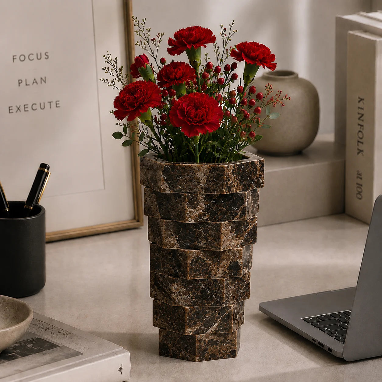 Oslo Stacked Marble Vase