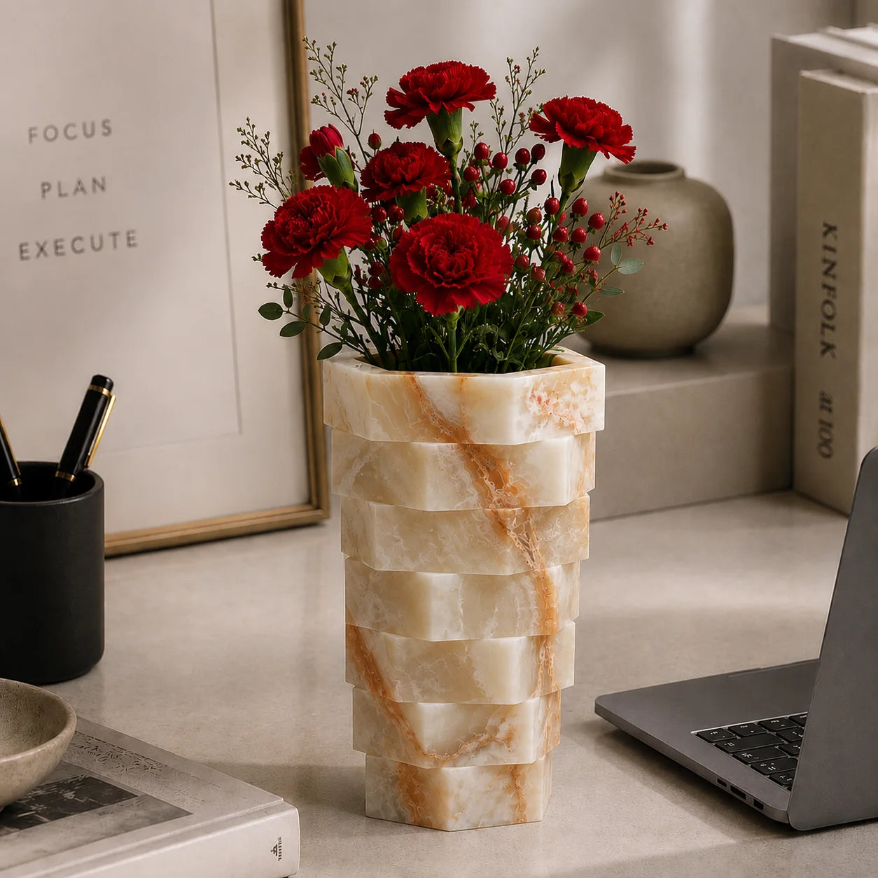 Oslo Stacked Marble Vase