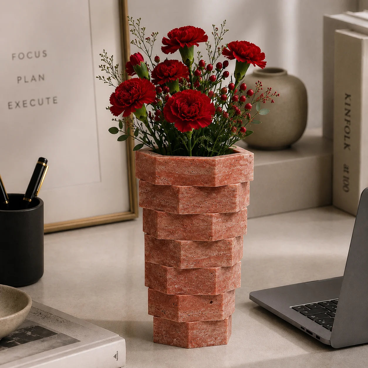 Oslo Stacked Marble Vase