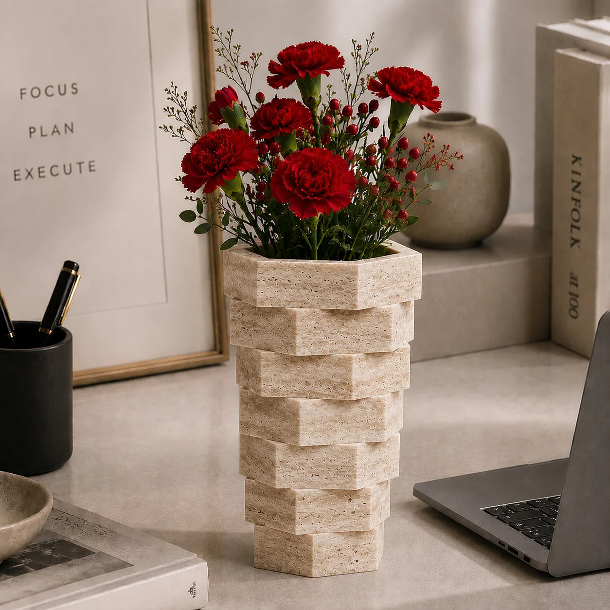 Oslo Stacked Marble Vase
