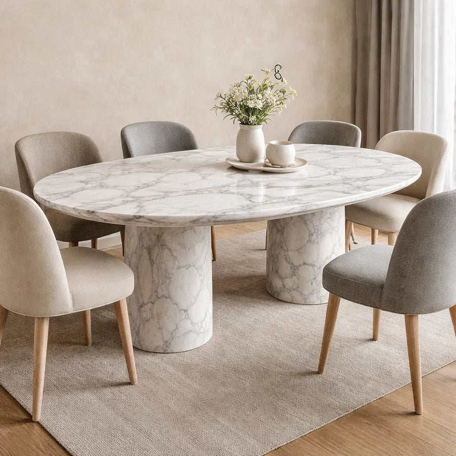 Oval edges Beige  dining Table