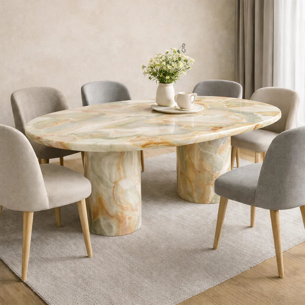 Oval edges Beige  dining Table