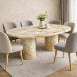 Oval edges Beige  dining Table