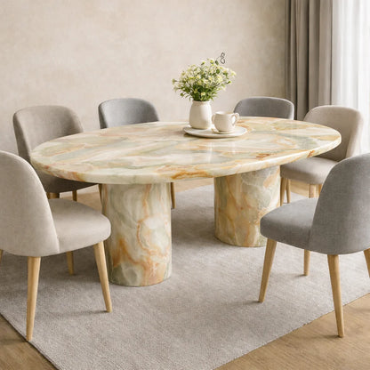 Oval edges Beige  dining Table