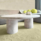 Oval edges Beige Travertine Coffee Table 