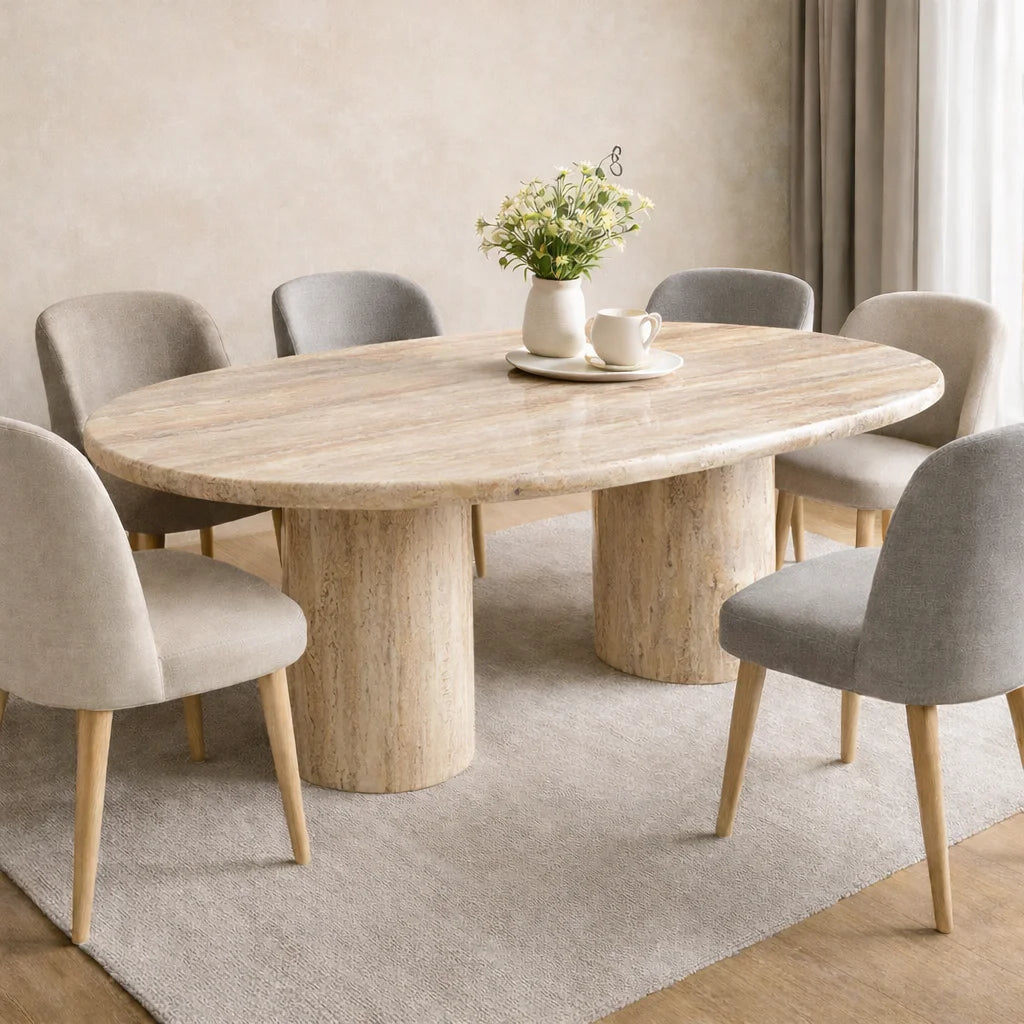 Oval edges Beige  dining Table