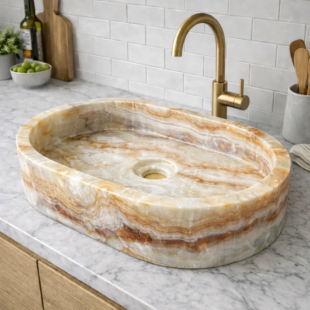 Oval Marble Vessel Sink