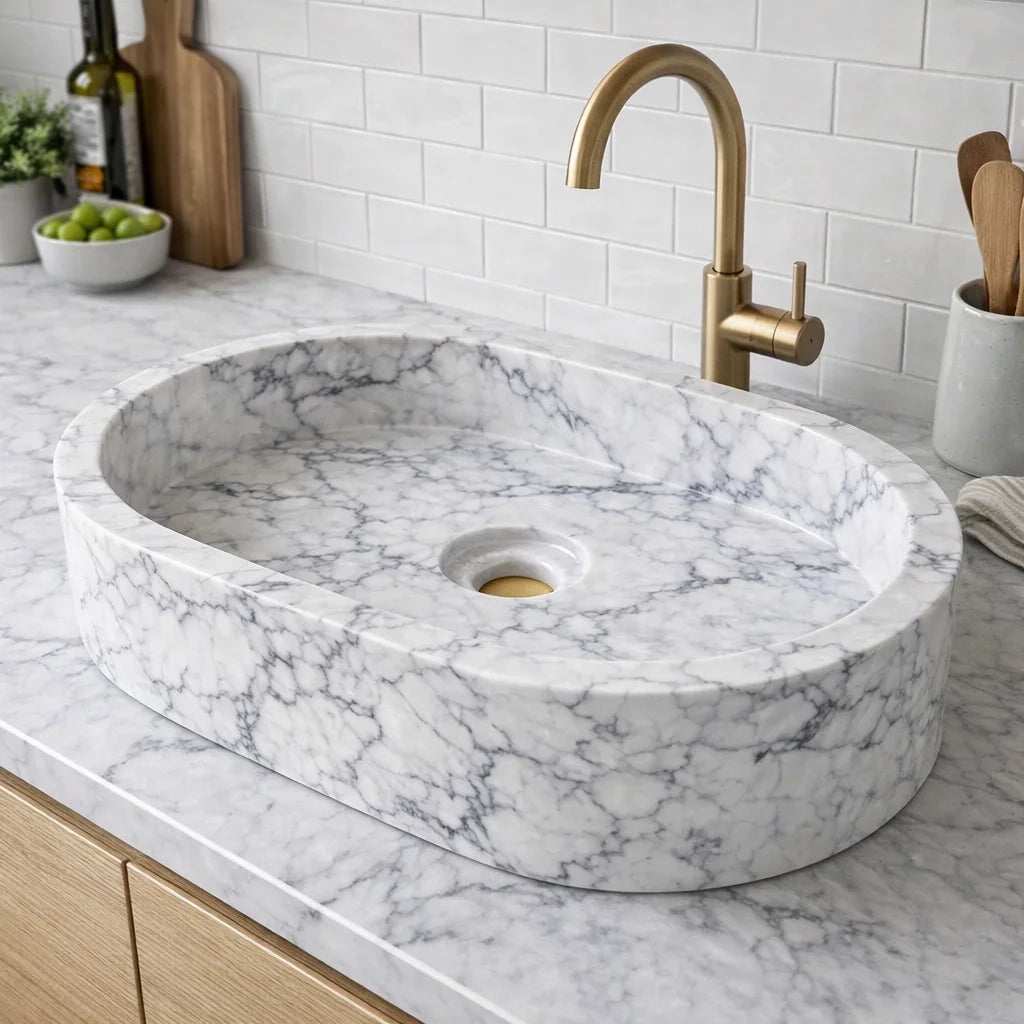 Oval Marble Vessel Sink