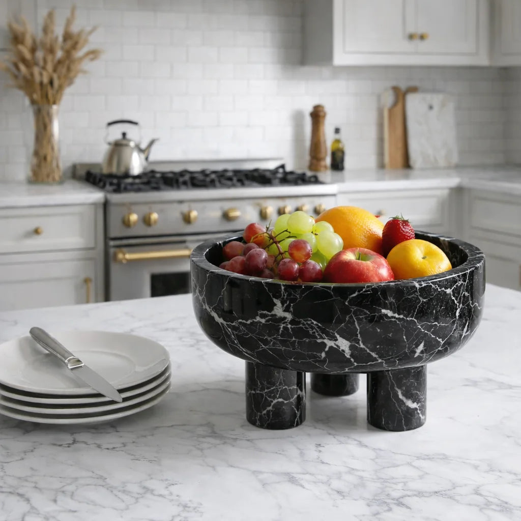 Pedestal Marble Serving Bowl
