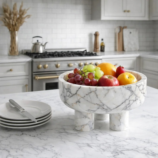 Pedestal Marble Serving Bowl