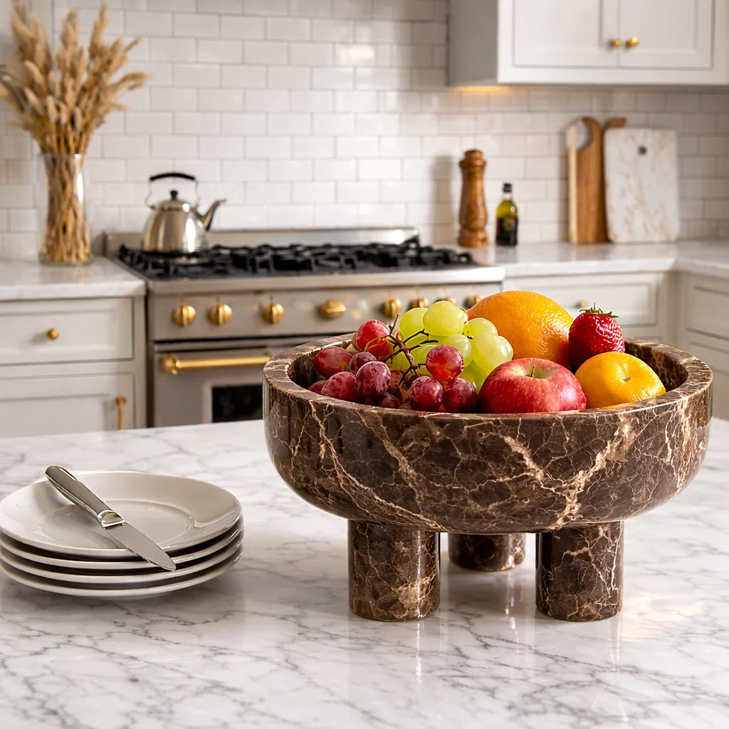 Pedestal Marble Serving Bowl