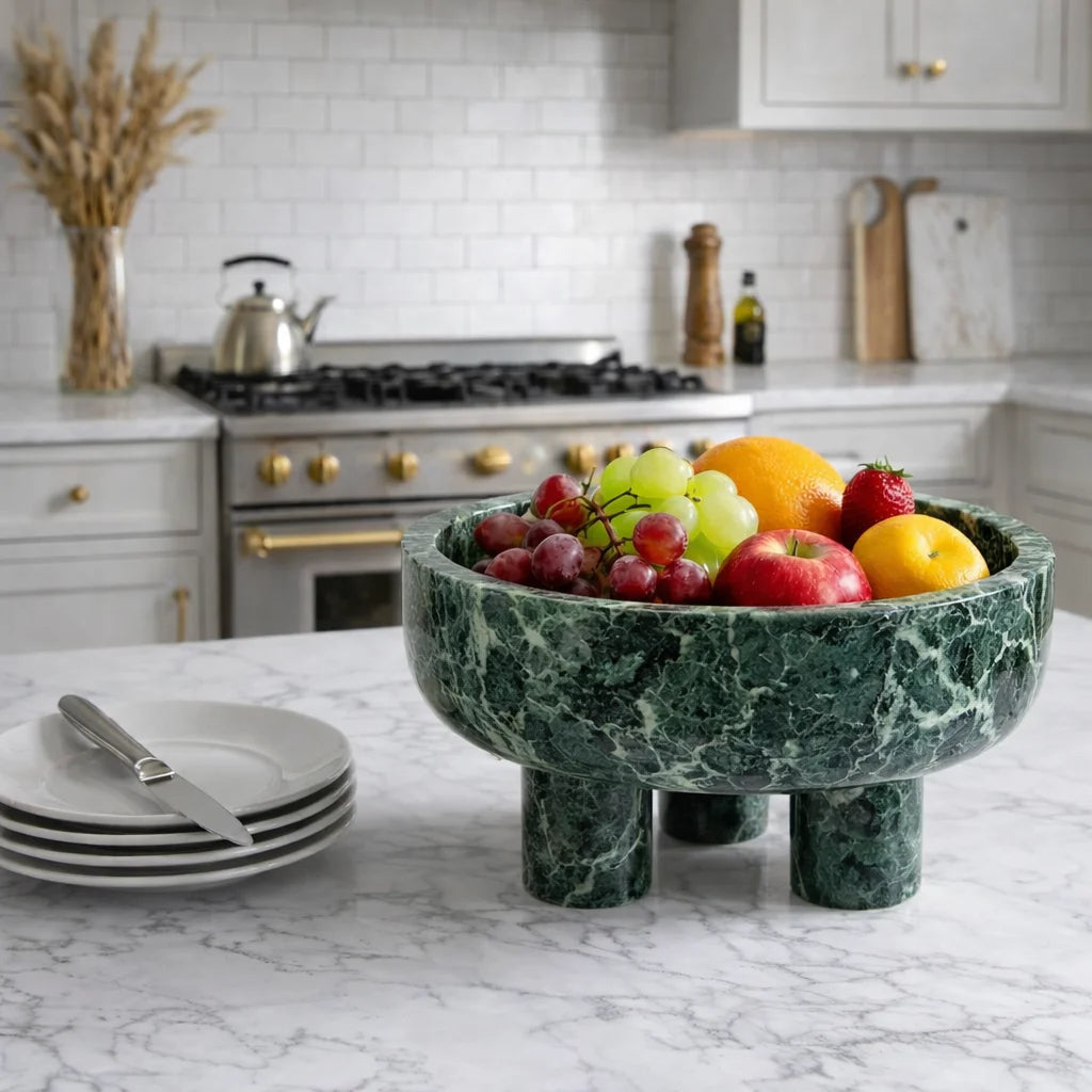 Pedestal Marble Serving Bowl
