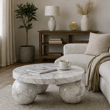Pink Onyx Marble Round Coffee Table
