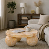 Pink Onyx Marble Round Coffee Table