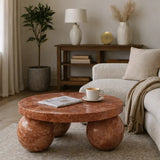 Pink Onyx Marble Round Coffee Table