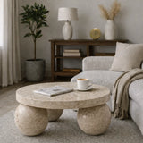 Pink Onyx Marble Round Coffee Table