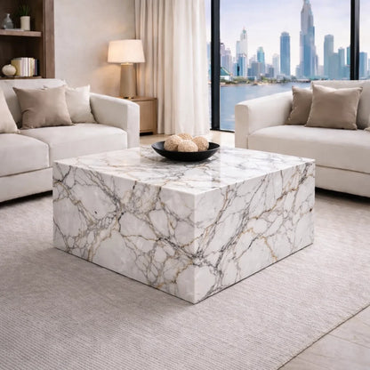 Plinth Carrara Marble Coffee Table