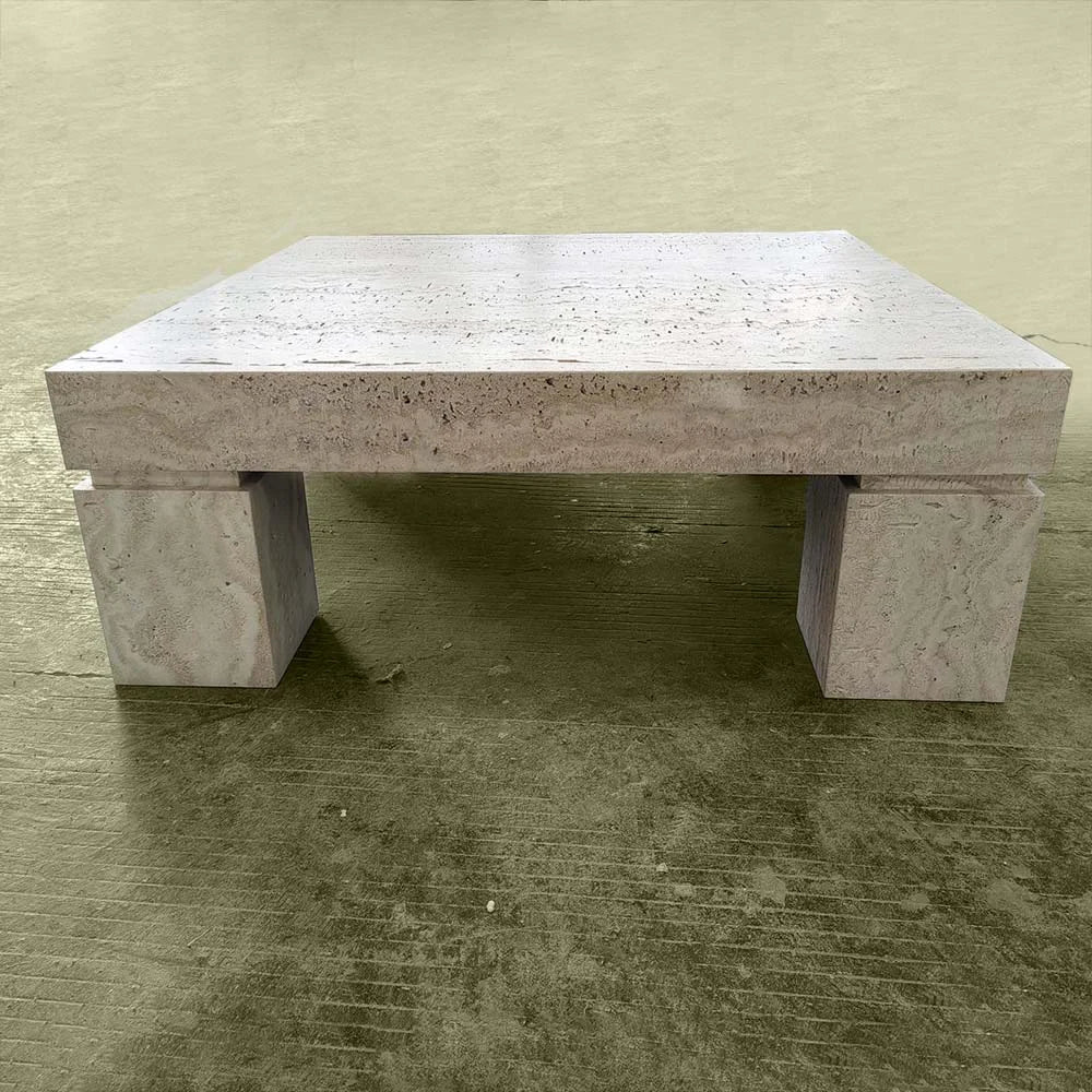 polished natural travertine square coffee table décor
